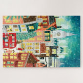 Puzzle Illustrative Londres ville dans la neige Christmas (Horizontal)