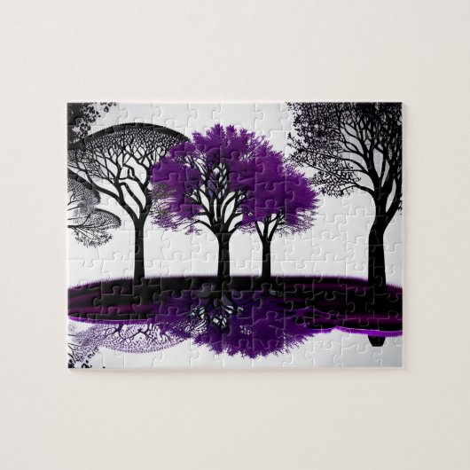 Puzzle Image Abstraite de réflexion de forêt violette (Horizontal)