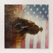 Puzzle Image de cowboy du Jour de l'Indépendance. (Horizontal)