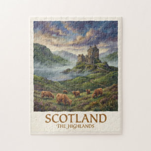 Puzzle Image de voyage vintage des Highlands écossais