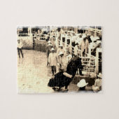 Puzzle Image s'opposante de cavalier de rodéo de Taureau (Horizontal)