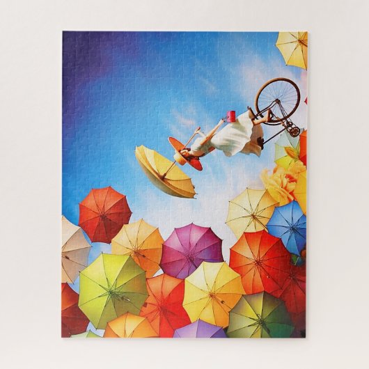 Puzzle Imaginaire coloré fille d'imagination avec paraplu (Vertical)