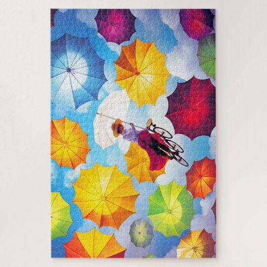 Puzzle Imaginaire coloré fille d'imagination avec paraplu (Vertical)