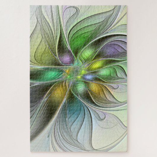 Puzzle Imaginaire coloré Fleur moderne Abstrait Fractal (Vertical)