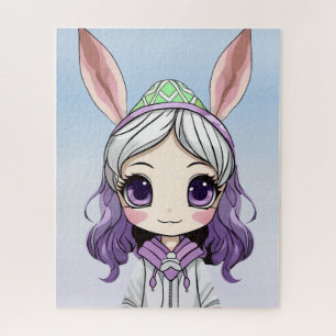 Puzzle Imaginaire fille avec des oreilles lapin Jigsaw Pu
