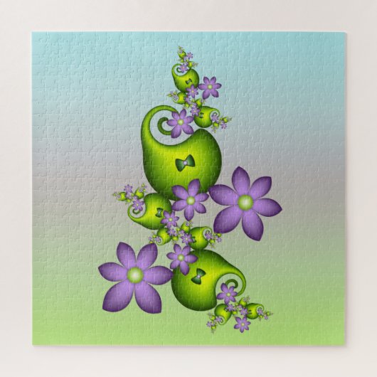 Puzzle Imaginaire Floral Fleurs Lilac Formes vertes Fract (Vertical)
