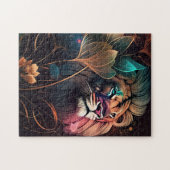 Puzzle Imaginaire, magnifique lion avec fleurs art IA (Horizontal)