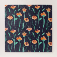 Imaginaire Orange Fleurs : Aquarelle Motif foncé.