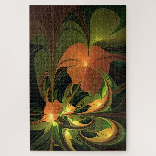 Puzzle Imaginaire Plante Abstrait rouille verte Brown fra (Vertical)
