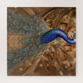 Puzzle Imaginaire Steampunk Peacock Bleu dans l'aquarelle (Horizontal)