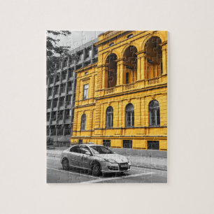 Puzzle Immeuble de ville jaune Photographie minimaliste