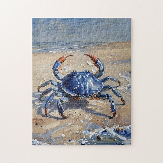 Puzzle Impression à l'huile d'art d'un crabe bleu (Vertical)