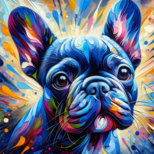 Puzzle Impression acrylique bleue de Bouledogue français 