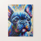 Puzzle Impression acrylique bleue de Bouledogue français  (Vertical)