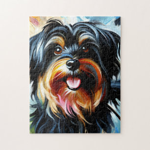 Puzzle Impression acrylique Chien havanais noir et feu Am