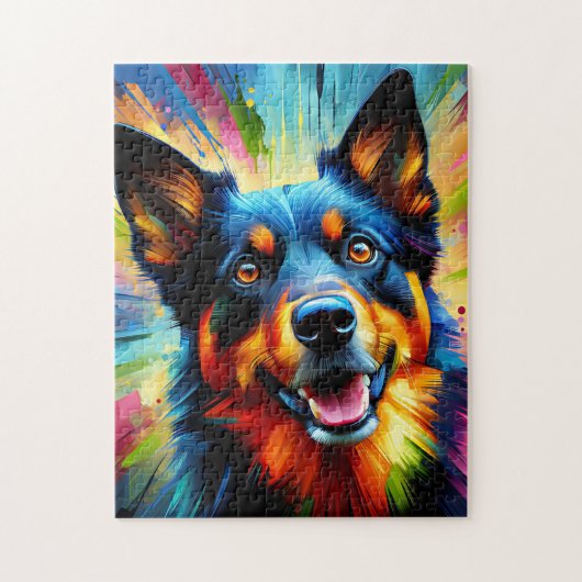 Puzzle Impression acrylique de chien Kelpie australien | (Vertical)