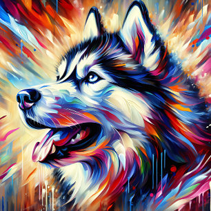 Puzzle Impression acrylique Husky sibérien Coloré Vib