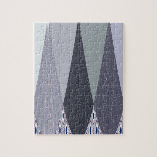 Puzzle Impression d'art à points chevron gris cendré (Vertical)