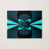 Puzzle Impression d'art abstrait cyan et noir (Horizontal)