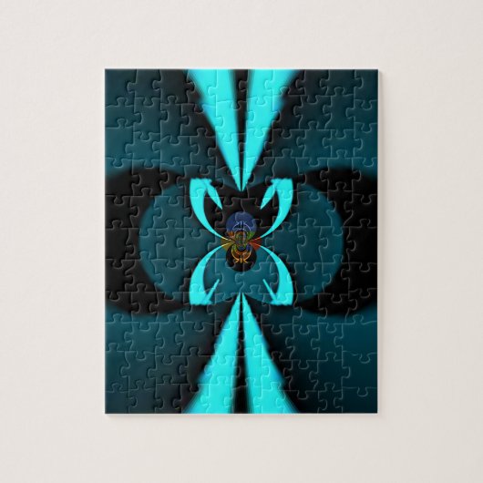 Puzzle Impression d'art abstrait cyan et noir (Vertical)