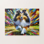 Puzzle Impression d'art acrylique portrait de chien Shetl (Horizontal)