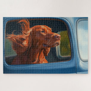 Puzzle Impression d'art Chien Rouge Profitant d'une Prome