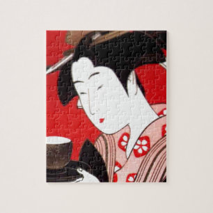 Puzzle Impression d'art de cérémonie de thé de dame japon