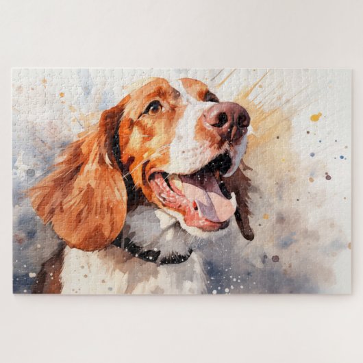 Puzzle Impression d'art de chien à l'aquarelle joyeuse (Horizontal)