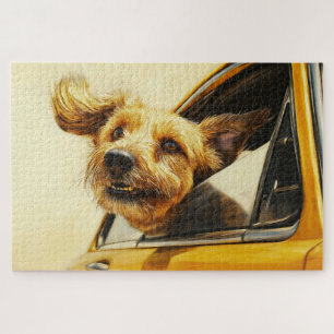 Puzzle Impression d'art de chien joueur profitant d'une b