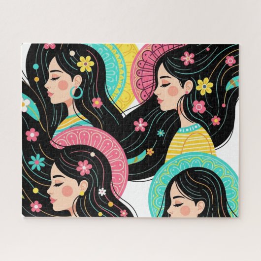 Puzzle Impression d'art d'illustration de femmes bohèmes (Horizontal)