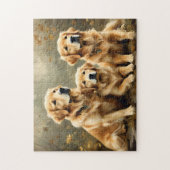 Puzzle Impression de chiens Retriever dorés vintage (Vertical)