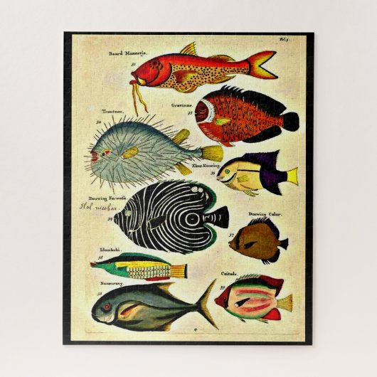 Puzzle impression de poisson d'époque (Vertical)