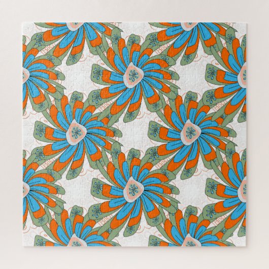 Puzzle Impression de textile abstrait floral en trame (Vertical)