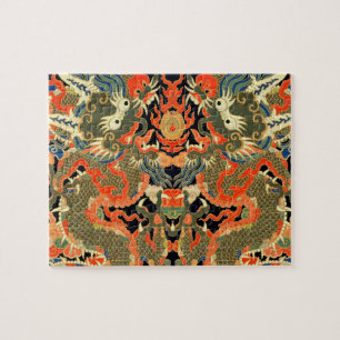 Puzzle Impression de textile de dragon chinois vintage Ar