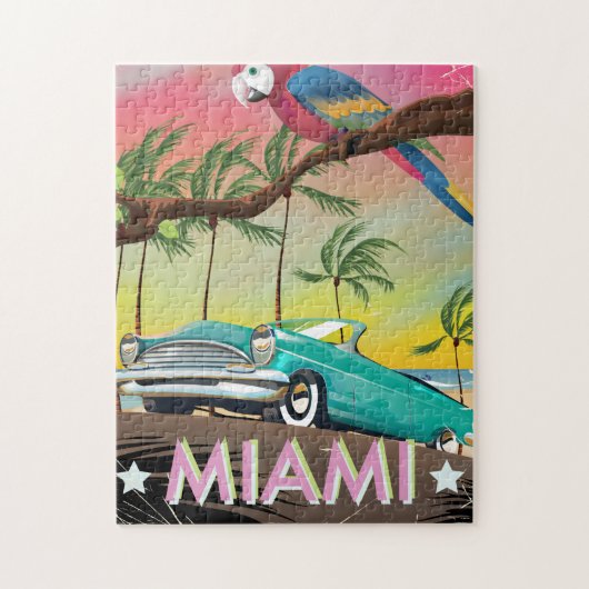 Puzzle Impression de voyage rétro vintage Miami (Vertical)