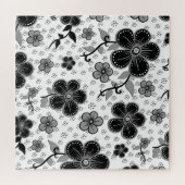 Puzzle Impression florale noire et blanche (Horizontal)