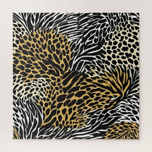 Puzzle Impression mixte animaux zèbre léopard tigre (Vertical)