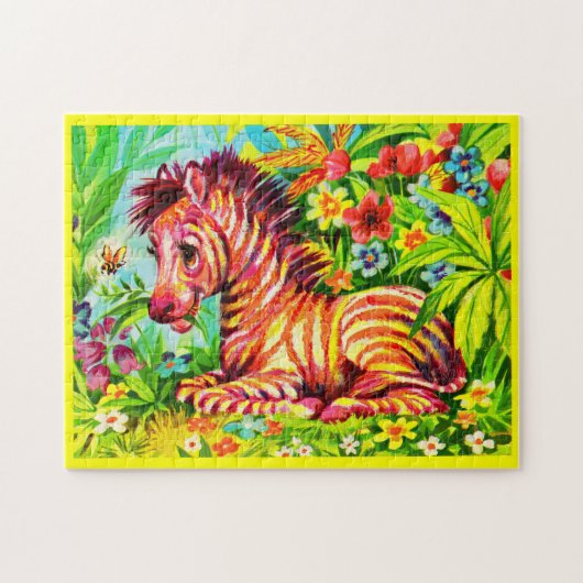Puzzle Impression zèbre colorée des années 1960 (Horizontal)