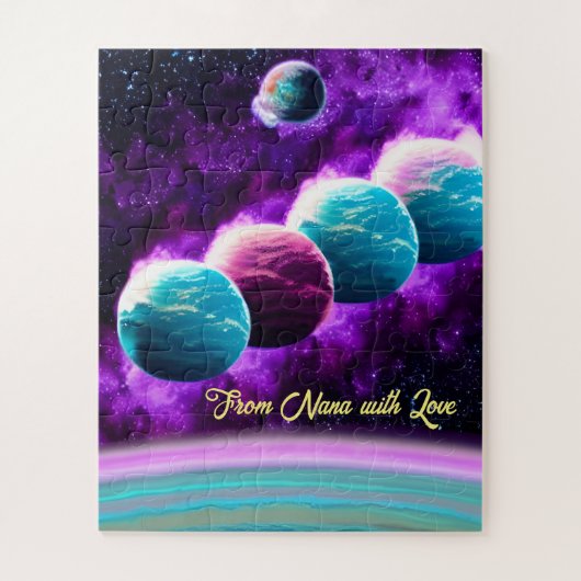 Puzzle Impressionniste Cosmique Turquoise et Violet Unive (Vertical)