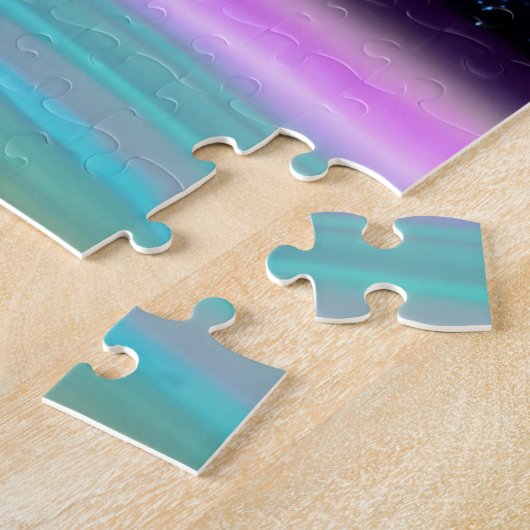 Puzzle Impressionniste Cosmique Turquoise et Violet Unive (Côté)
