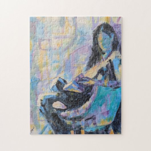 Puzzle Impressionniste femme en chaise lecture peinture (Vertical)