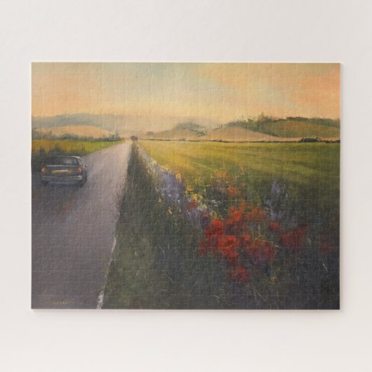 Puzzle Impressionniste Fleur sauvage Country Road Peintur (Horizontal)