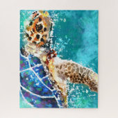 Puzzle Impressionniste Tortue de mer Tropical Nautique Tu (Vertical)