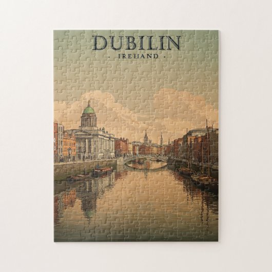 Puzzle Imprimable Irlande Dublin Travel Art - Vintage (Vertical)