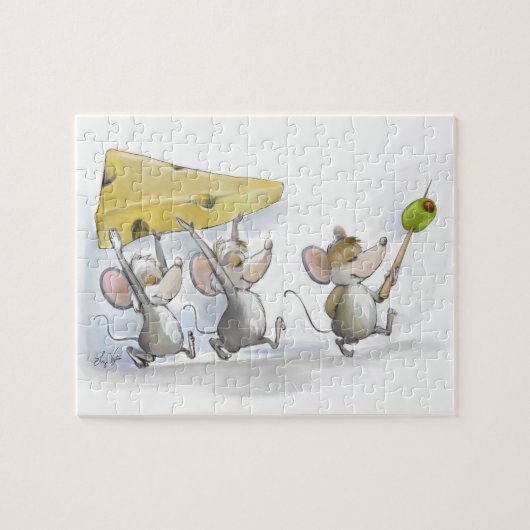 Puzzle in the Cheese (met olijven) Legpuzzel (Horizontaal)