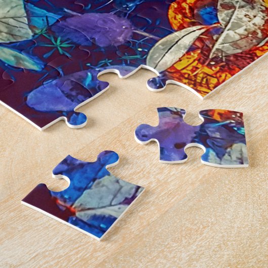 Puzzle Indigo automne feuilles tourbillonnantes motif (Côté)