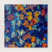 Puzzle Indigo automne feuilles tourbillonnantes motif (Horizontal)