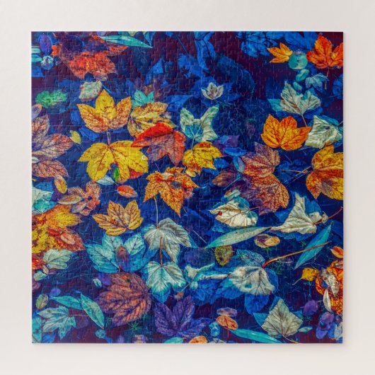 Puzzle Indigo automne feuilles tourbillonnantes motif (Vertical)