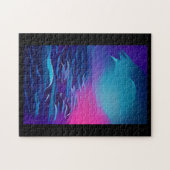 Puzzle Indigo blue sea pink horizon abstract graphic art (Horizontal)