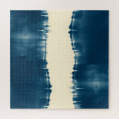 Puzzle Indigo Shibori Abstrait Moderne Horizontal (Horizontal)